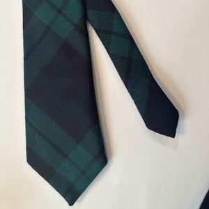 Ingles Buchan Wool Necktie made in Scotland Blue/Green Plaid